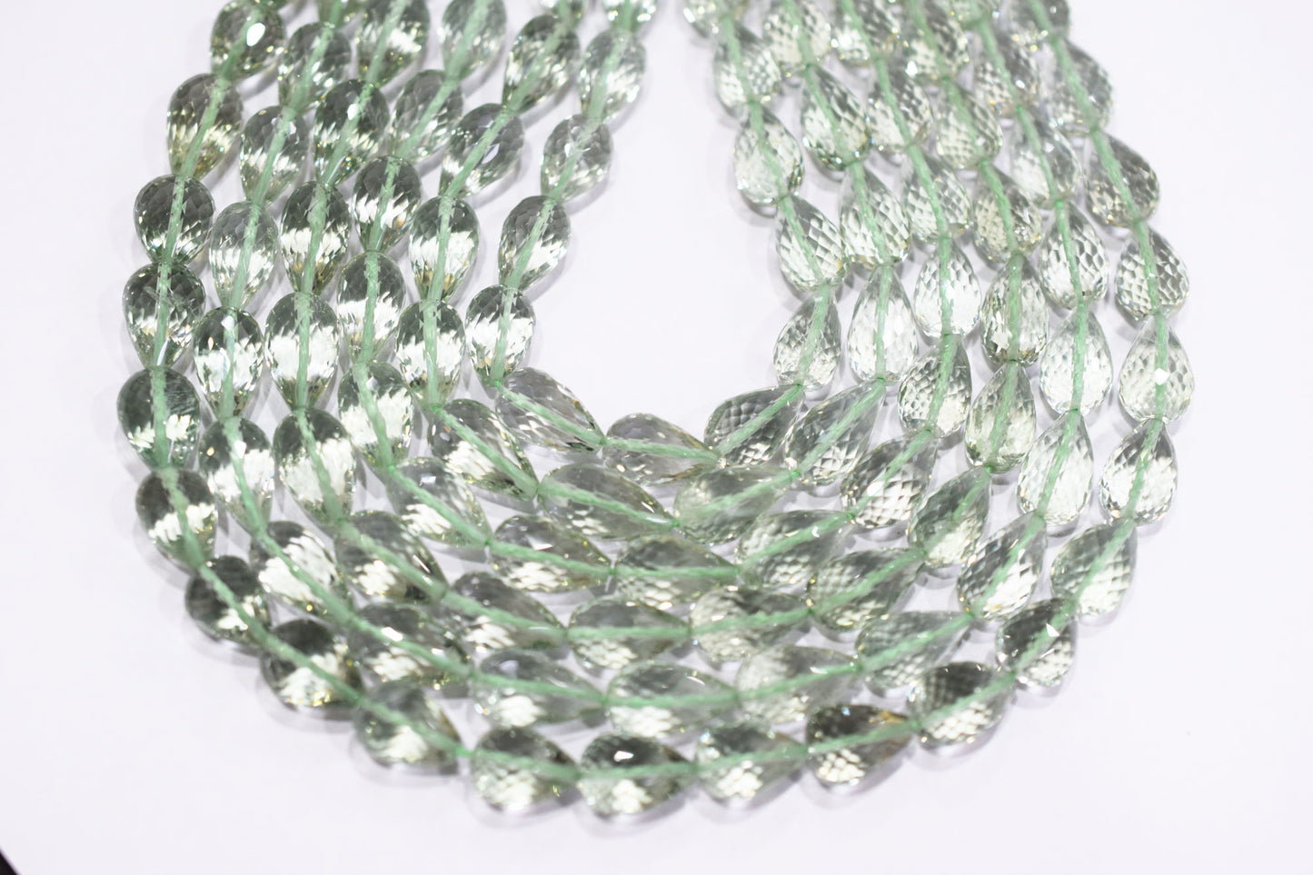 Natural Green Amethyst Straight Drill Tear Drops Shape Beads , Sold By Strand , 8x12 - 8.50x14 mm ,15" , 19853