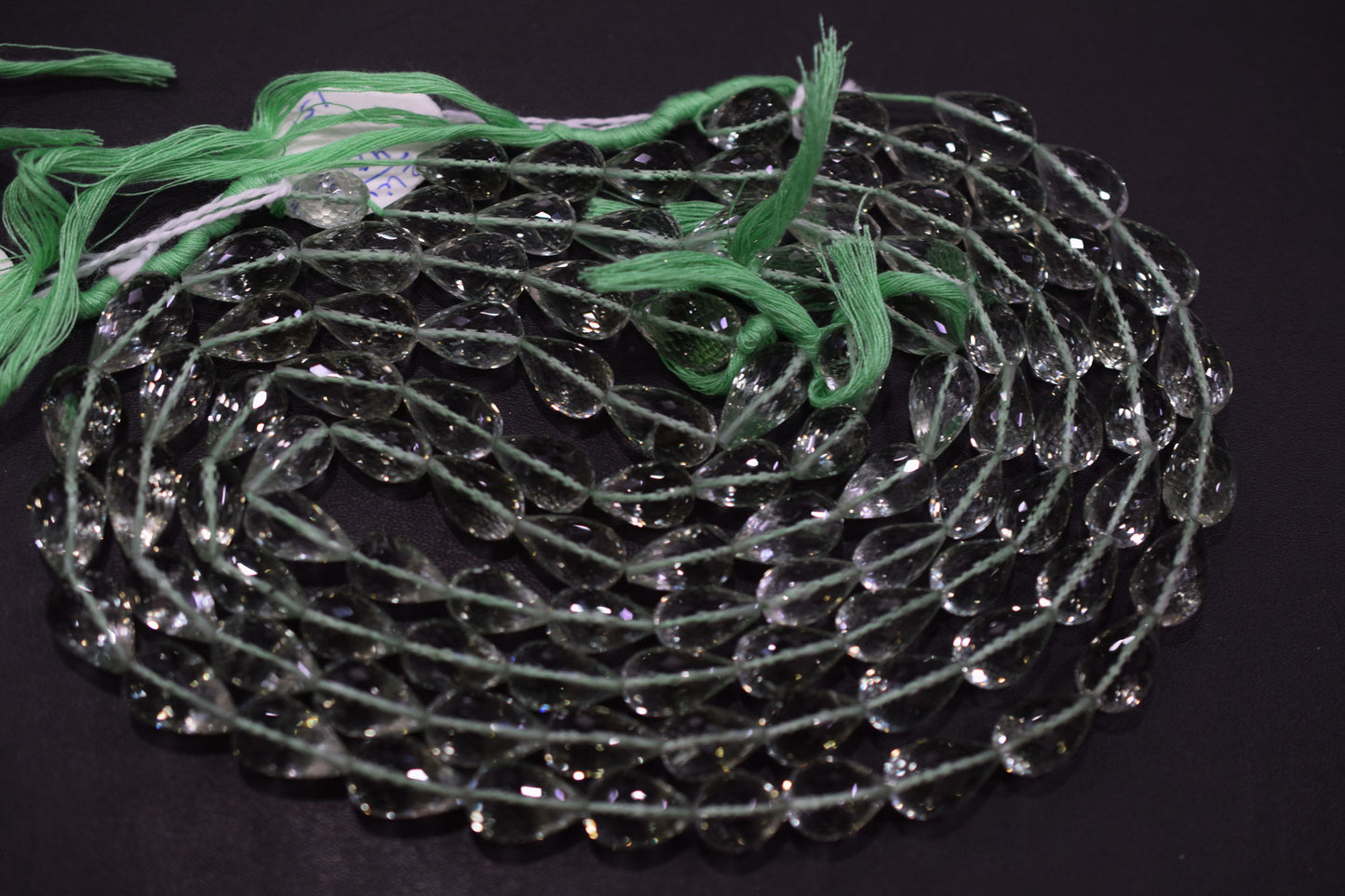 Natural Green Amethyst Straight Drill Tear Drops Shape Beads , Sold By Strand , 9x13.50 - 9.50x17 mm , 15", 19854