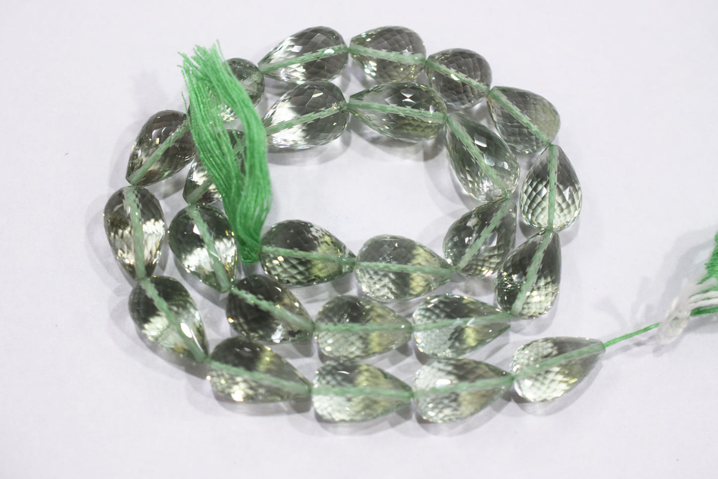 Natural Green Amethyst Straight Drill Tear Drops Shape Beads , Sold By Strand , 9x13.50 - 9.50x17 mm , 15", 19854