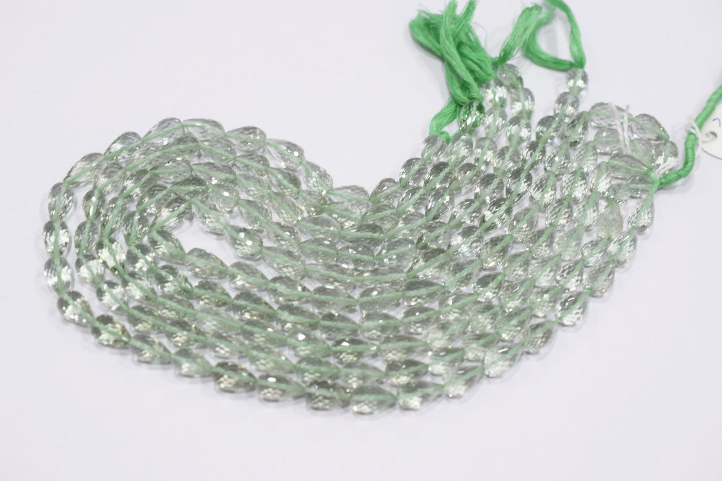 Natural Green Amethyst Straight Drill Tear Drops Shape Beads , Sold By Strand , 6x10 - 7.50x13 mm , 15", 19855
