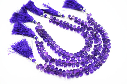 Natural Amethyst Side Drill Tear Drops Shape Beads , Sold By Strand , 5x6.50 - 7x12 mm , 8" , 19857