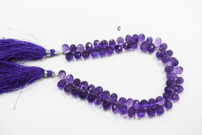 Natural Amethyst Side Drill Tear Drops Shape Beads , Sold By Strand , 5x6.50 - 7x12 mm , 8" , 19857