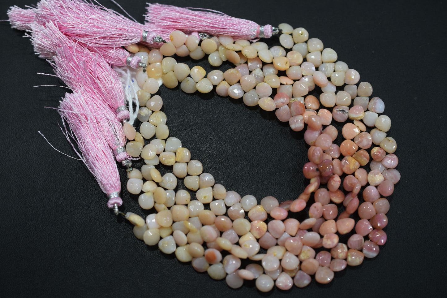 Natural Pink Opal Faceted Heart Shape Beads , Sold By Strand , 6.50x6.50 - 8x8 mm , 8" ,  19862
