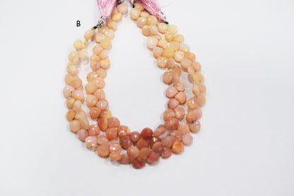 Natural Pink Opal Faceted Heart Shape Beads , Sold By Strand , 6.50x6.50 - 8x8 mm , 8" ,  19862