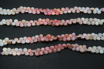 Natural Pink Opal Faceted Heart Shape Beads , Sold By Strand , 8x8 - 10x10 mm , 8" , 19863