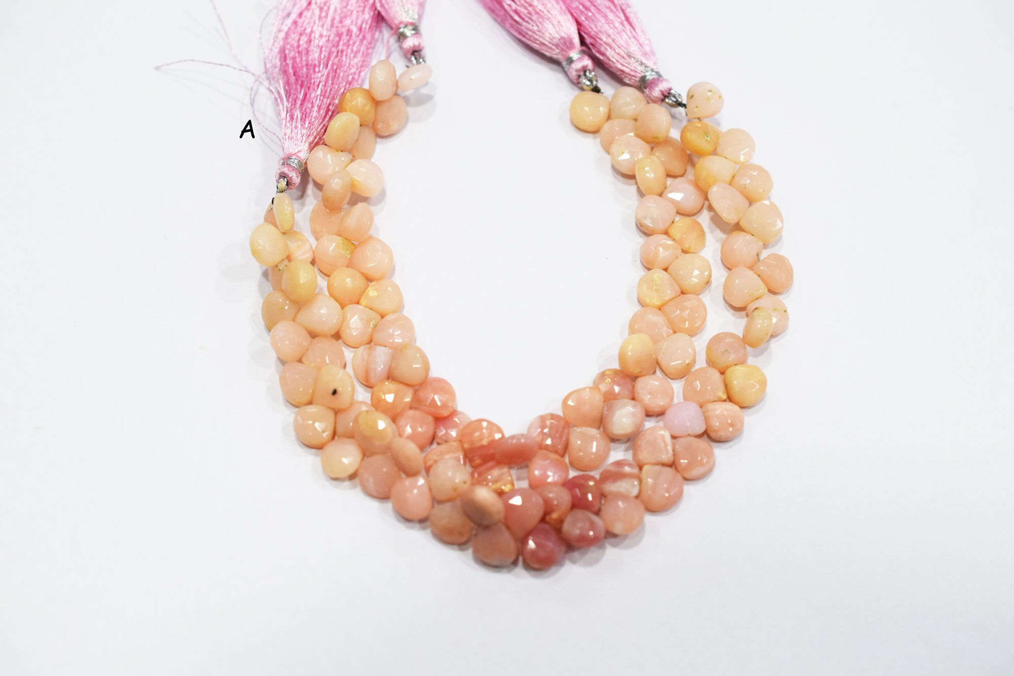 Natural Pink Opal Faceted Heart Shape Beads , Sold By Strand , 8x8 - 10x10 mm , 8" , 19863