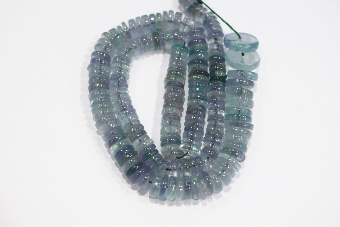 Natural Green Fluorite Smooth Heishi Tyre Shape Beads , Sold By Strand , 7 - 14 mm , 16" ,  19865