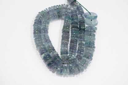 Natural Green Fluorite Smooth Heishi Tyre Shape Beads , Sold By Strand , 7 - 14 mm , 16" ,  19865
