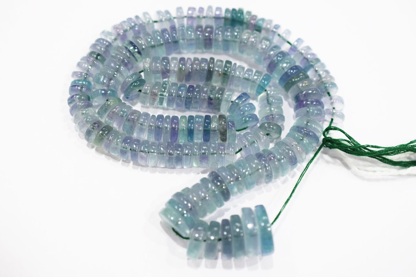 Natural Green Fluorite Smooth Heishi Tyre Shape Beads , Sold By Strand , 7 - 14 mm , 16" ,  19865