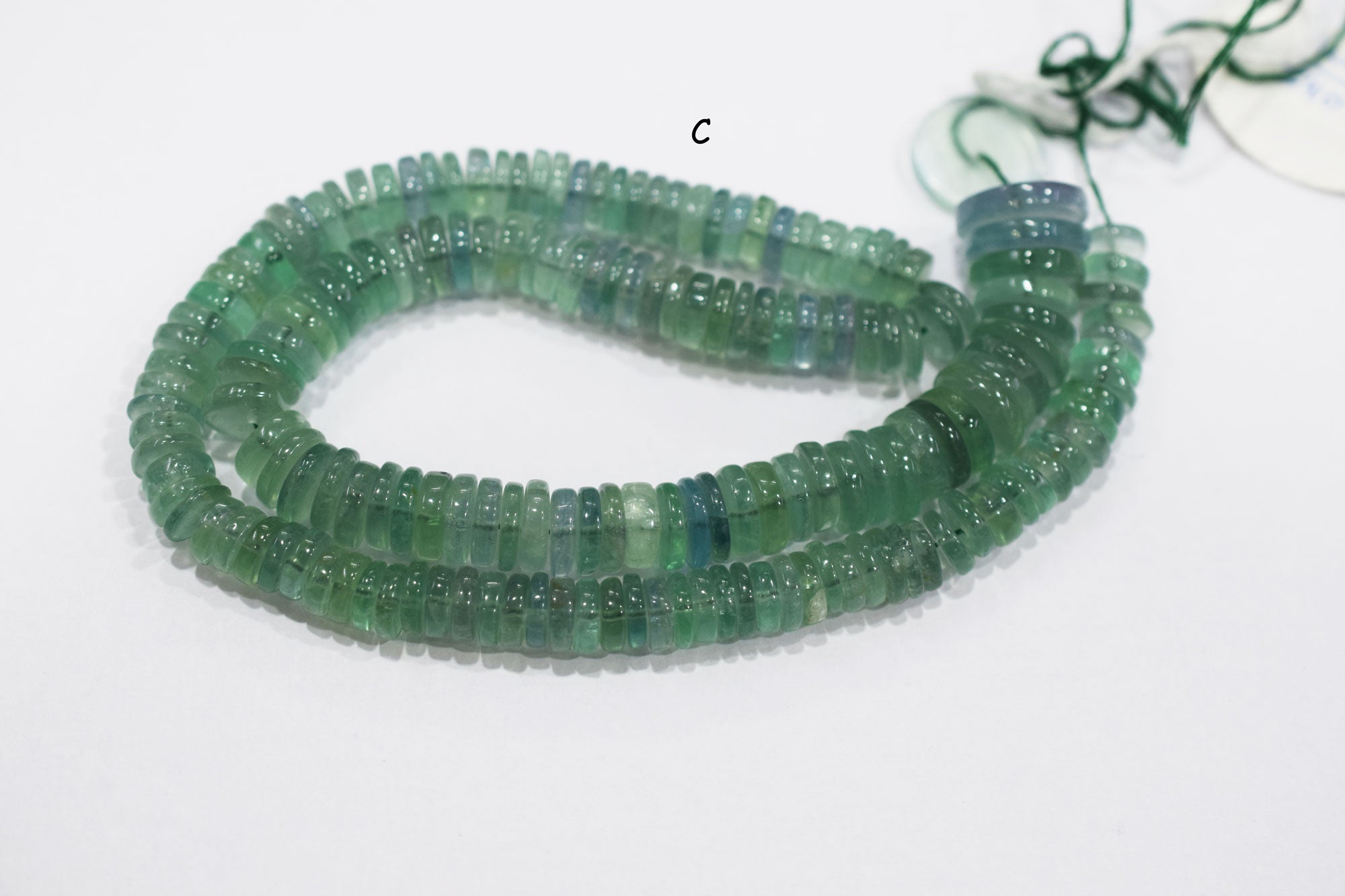 Natural Green Fluorite Smooth Heishi Tyre Shape Beads , Sold By Strand , 6.50 - 15 mm , 16" ,  19867