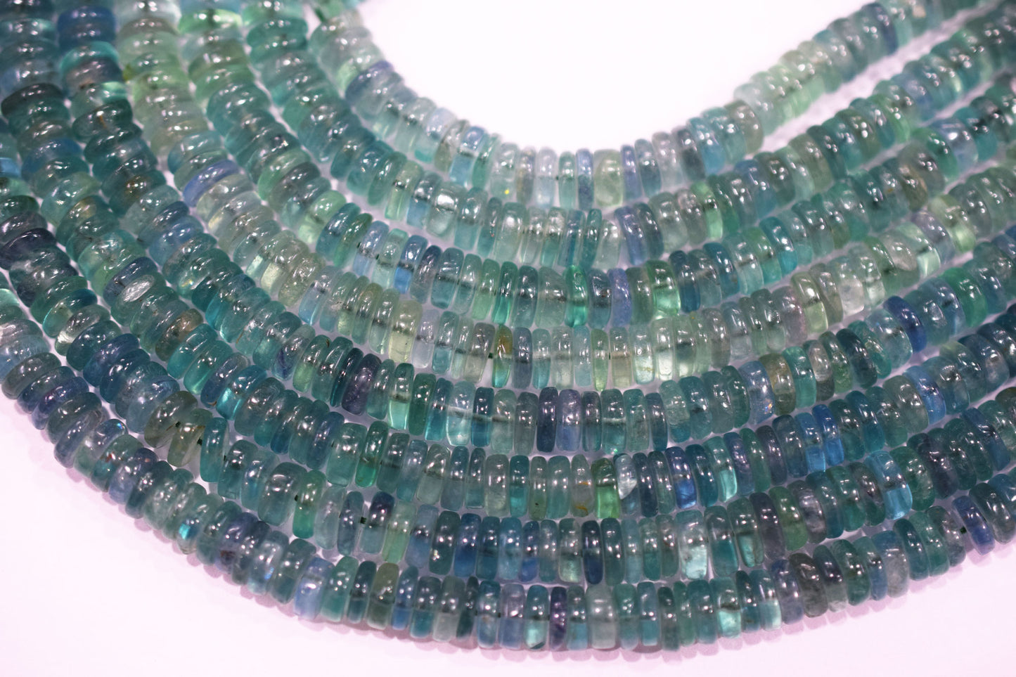 Natural Green Fluorite Smooth Heishi Tyre Shape Beads , Sold By Strand , 6.50 - 15 mm , 16" ,  19867
