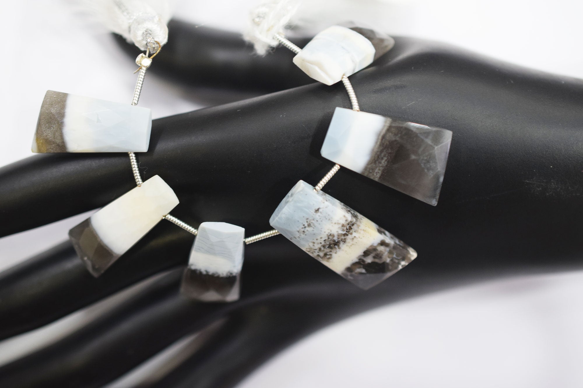 11 Pieces in a Strand Boulder Lace Opal Tapered Baguette Shape Beads ,  11x18 - 12x27 mm, 19908