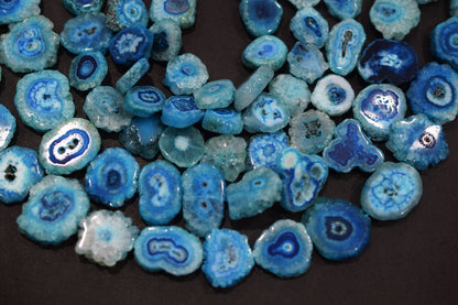 Sky Blue Color Druzy Smooth Beads , Sold By Strand , 13x16 - 17x20 mm , 13" ,  19918