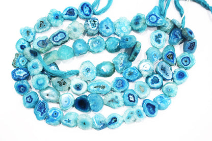 Sky Blue Color Druzy Smooth Beads , Sold By Strand , 13x16 - 17x20 mm , 13" ,  19918