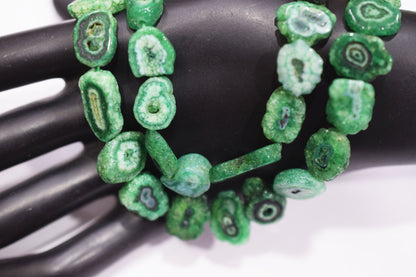 Green Color Druzy Nuggets Shape Beads , Sold By Strand , 8x12 - 13x15 mm , 13" ,  19919