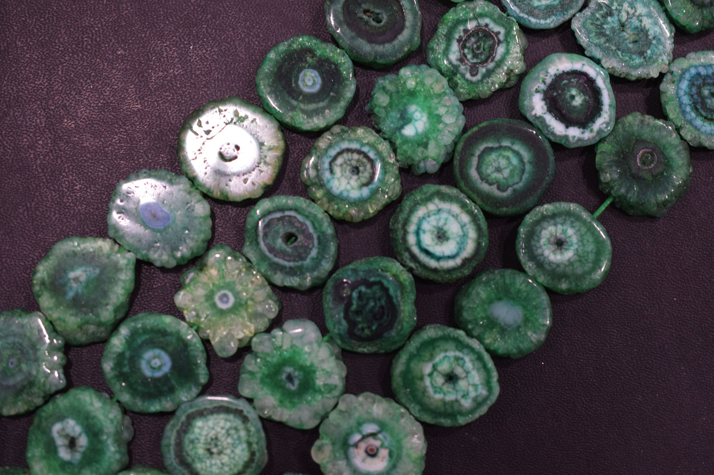 Green Color Druzy Nuggets Shape Beads , Sold By Strand , 12x14 - 21x22 mm , 13" ,  19920