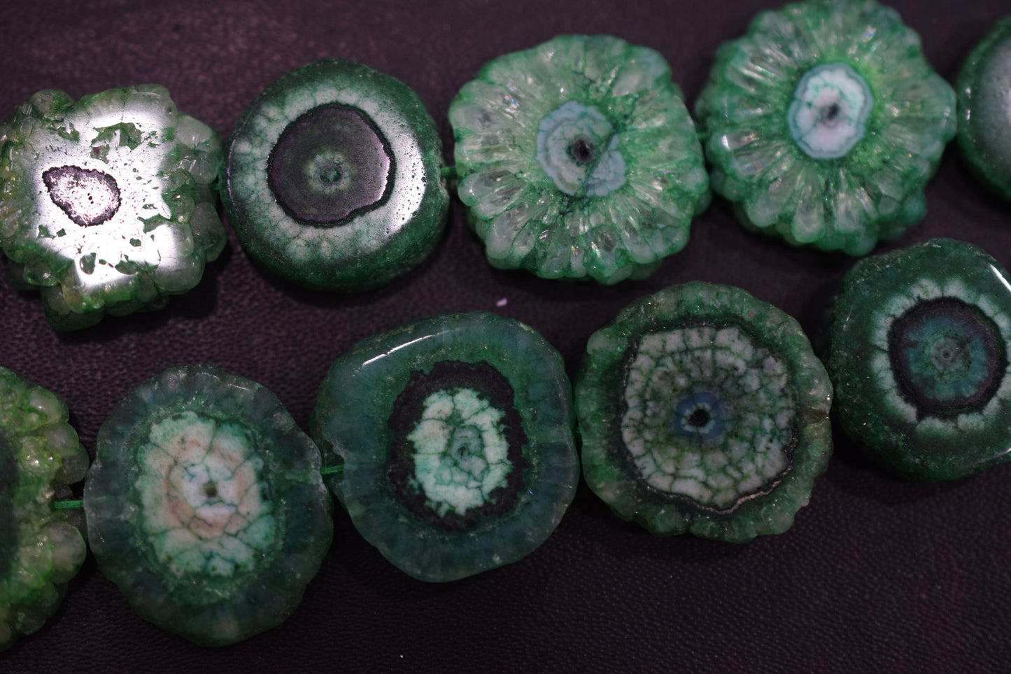 Green Color Druzy Nuggets Shape Beads , Sold By Strand , 12x14 - 21x22 mm , 13" ,  19920