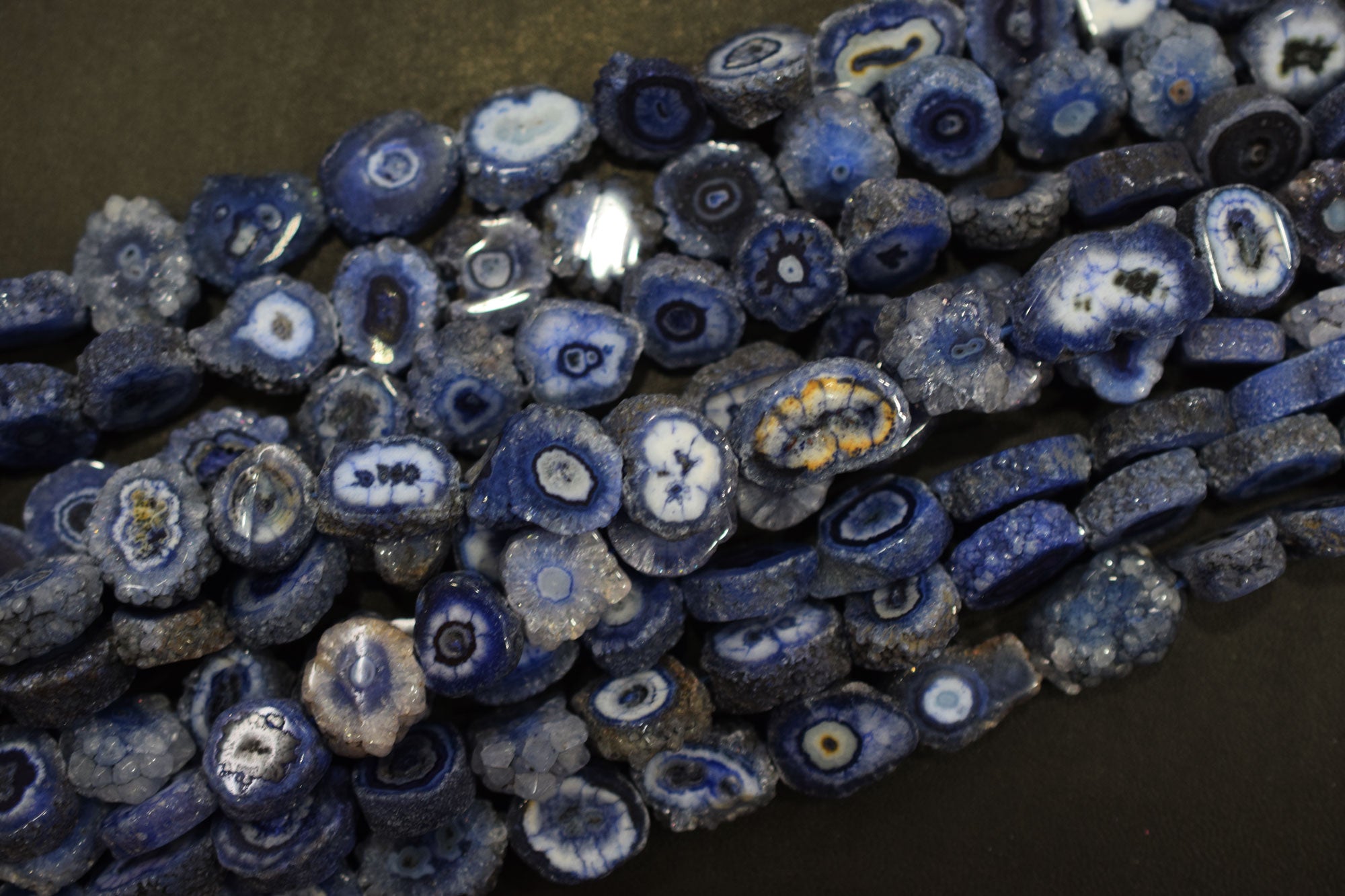 Iolite Color Druzy Nuggets Shape Beads  , Sold By Strand , 11x13 - 12x17 mm , 13" ,  19923