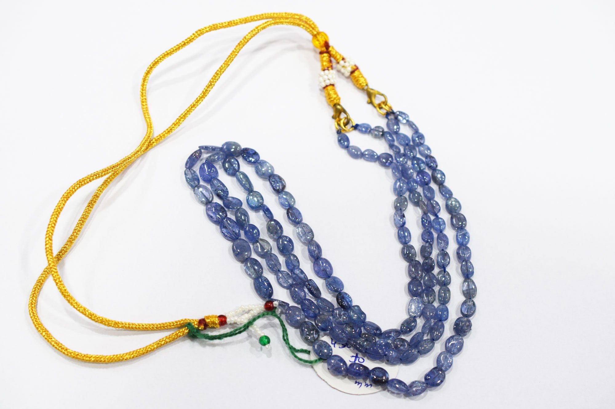 2 Lines Tanzanite Smooth Nuggets Shape Necklace , 2 Line Necklace 16 - 18 Inches Long With Adjustable Tussle , 4x5 - 6x10 mm , 20193