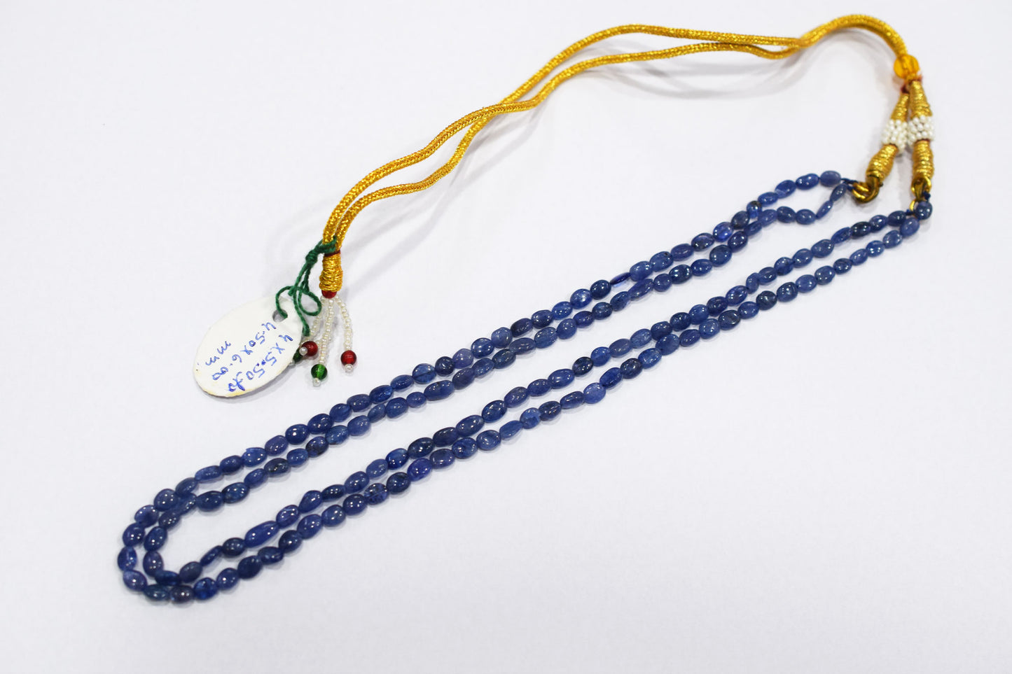 2 Lines Tanzanite Smooth Nuggets Shape Necklace , 2 Line Necklace 16 - 18 Inches Long With Adjustable Tussle , 4x5 - 4.5x7 mm , 20195