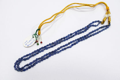 2 Lines Tanzanite Smooth Nuggets Shape Necklace , 2 Line Necklace 16 - 18 Inches Long With Adjustable Tussle , 4x5 - 4.5x7 mm , 20195