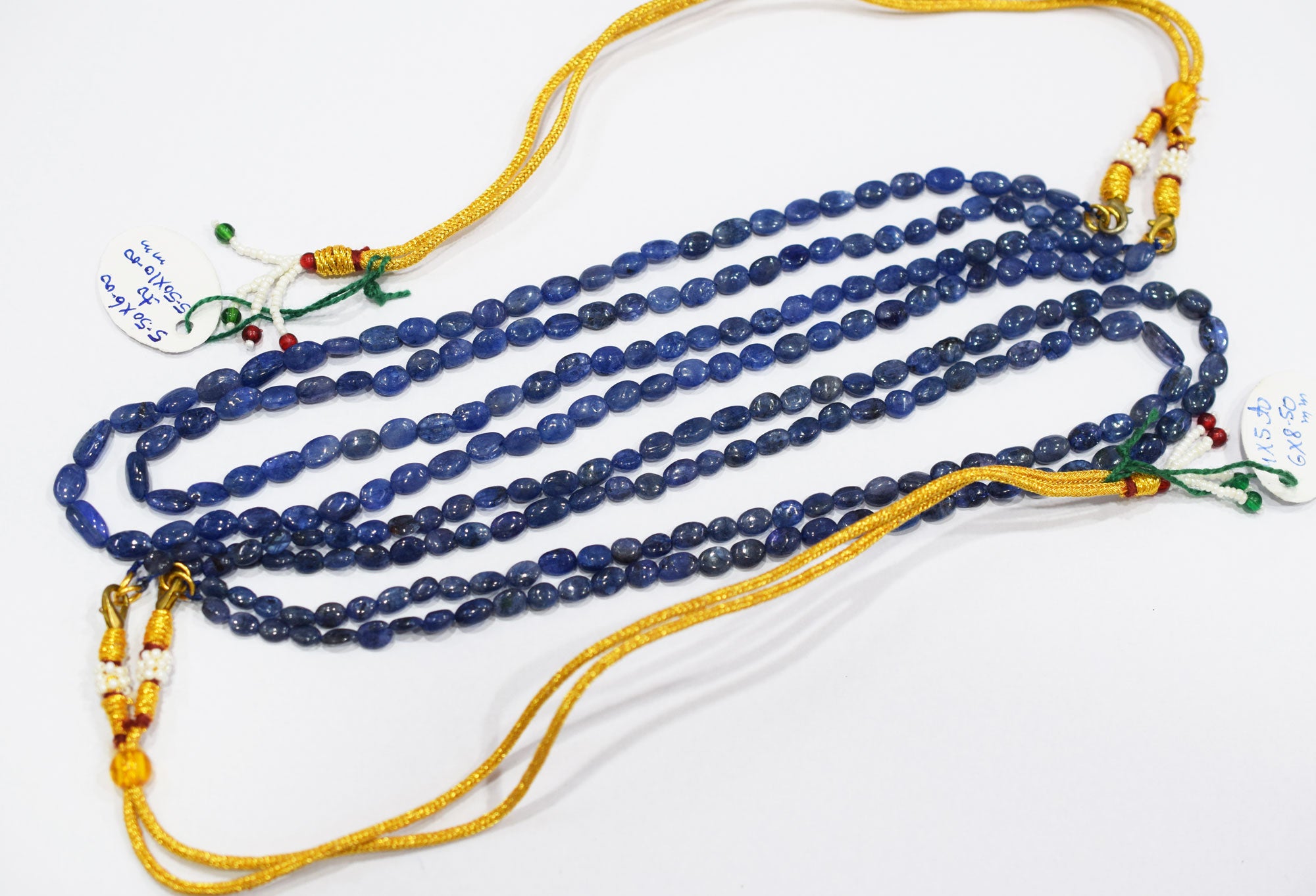 2 Lines Tanzanite Smooth Nuggets Shape Necklace , 2 Line Necklace 16 - 18 Inches Long With Adjustable Tussle , 4x5.5 - 6x8.5 mm , 20196