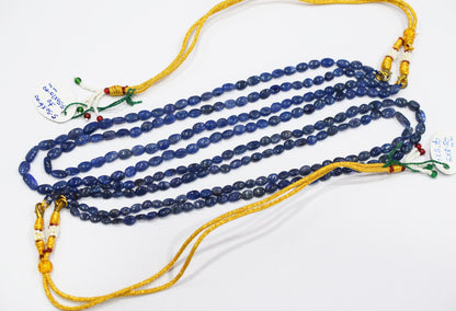 2 Lines Tanzanite Smooth Nuggets Shape Necklace , 2 Line Necklace 16 - 18 Inches Long With Adjustable Tussle , 4x5.5 - 6x8.5 mm , 20196