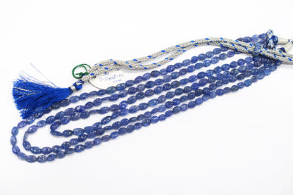 3 Lines Tanzanite Smooth Nuggets Shape Necklace , 3 Line Necklace 16 - 18 Inches Long With Adjustable Tussle , 5x6 - 5.5x9 mm , 20201