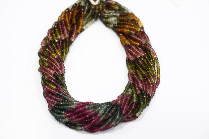 Natural Multi Tourmaline Faceted Beads , Sold By Strand , 4 mm , 15.50" , 20364