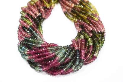 Natural Multi Tourmaline Faceted Beads , Sold By Strand , 4 mm , 15.50" , 20364