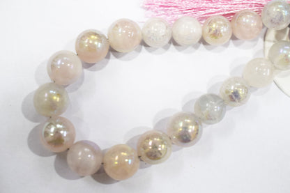 Mystic Metallic Coated Rose Quartz smooth Beads , Sold By Strand , 9 - 10 mm , 7" , 20368