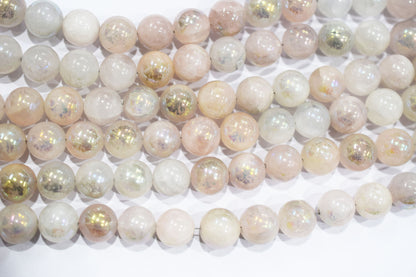 Mystic Metallic Coated Rose Quartz smooth Beads , Sold By Strand , 10 - 11  mm , 7" , 20370
