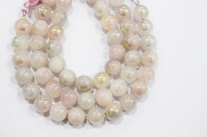 Mystic Metallic Coated Rose Quartz smooth Beads , Sold By Strand , 10 - 11  mm , 7" , 20370