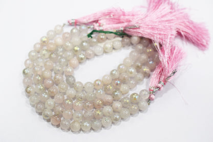 Mystic Metallic Coated Rose Quartz smooth Beads , Sold By Strand , 8 - 8.50 mm , 7" , 20371