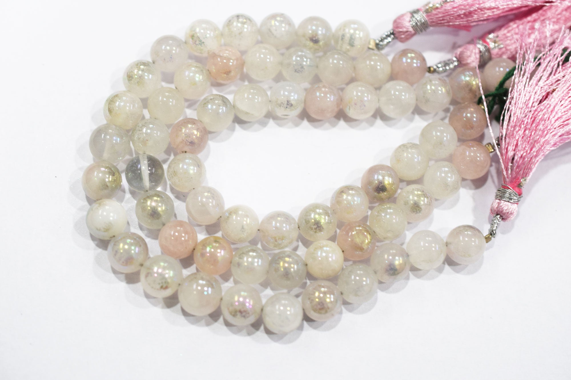 Mystic Metallic Coated Rose Quartz smooth Beads , Sold By Strand 372, 8.75 - 9 mm , 7" , 20372