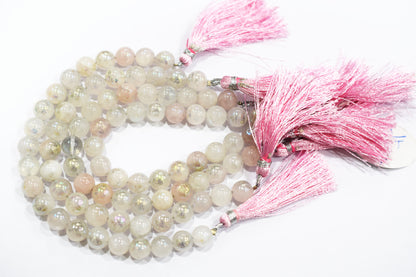 Mystic Metallic Coated Rose Quartz smooth Beads , Sold By Strand 372, 8.75 - 9 mm , 7" , 20372