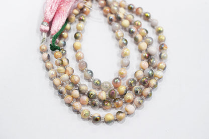 Mystic Metallic Coated Pink Peruvian Opal smooth Beads , Sold By Strand ,  5 - 6 mm , 7" , 20375