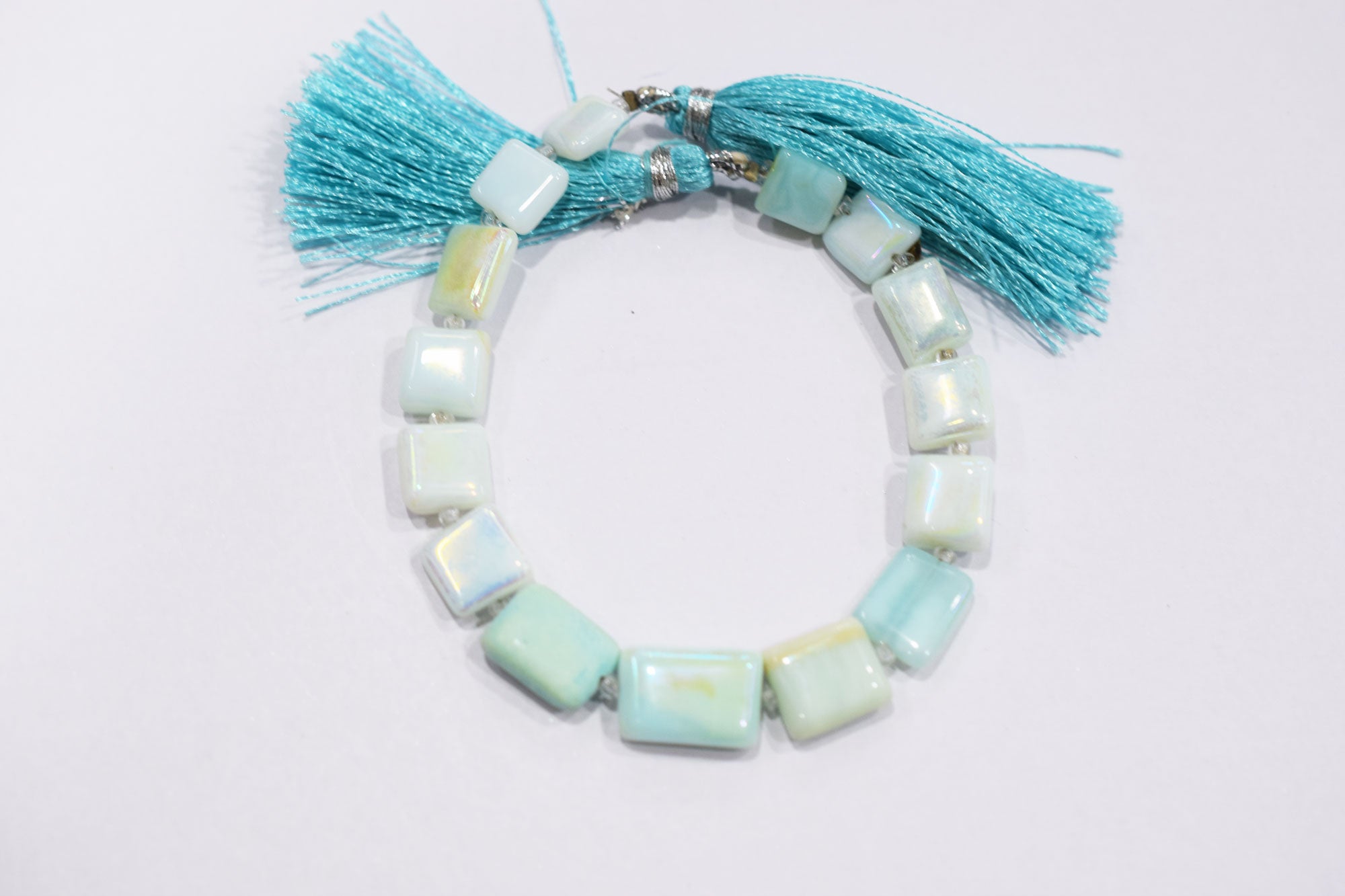 Mystic Metallic Coated Peruvian Blue Opal smooth Beads , Sold By Strand , 8x9 - 10x14 mm , 7" , 20377