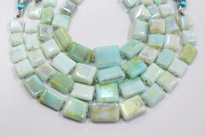 Mystic Metallic Coated Peruvian Blue Opal smooth Beads , Sold By Strand , 7x8 - 12x15 mm , 7" , 20378