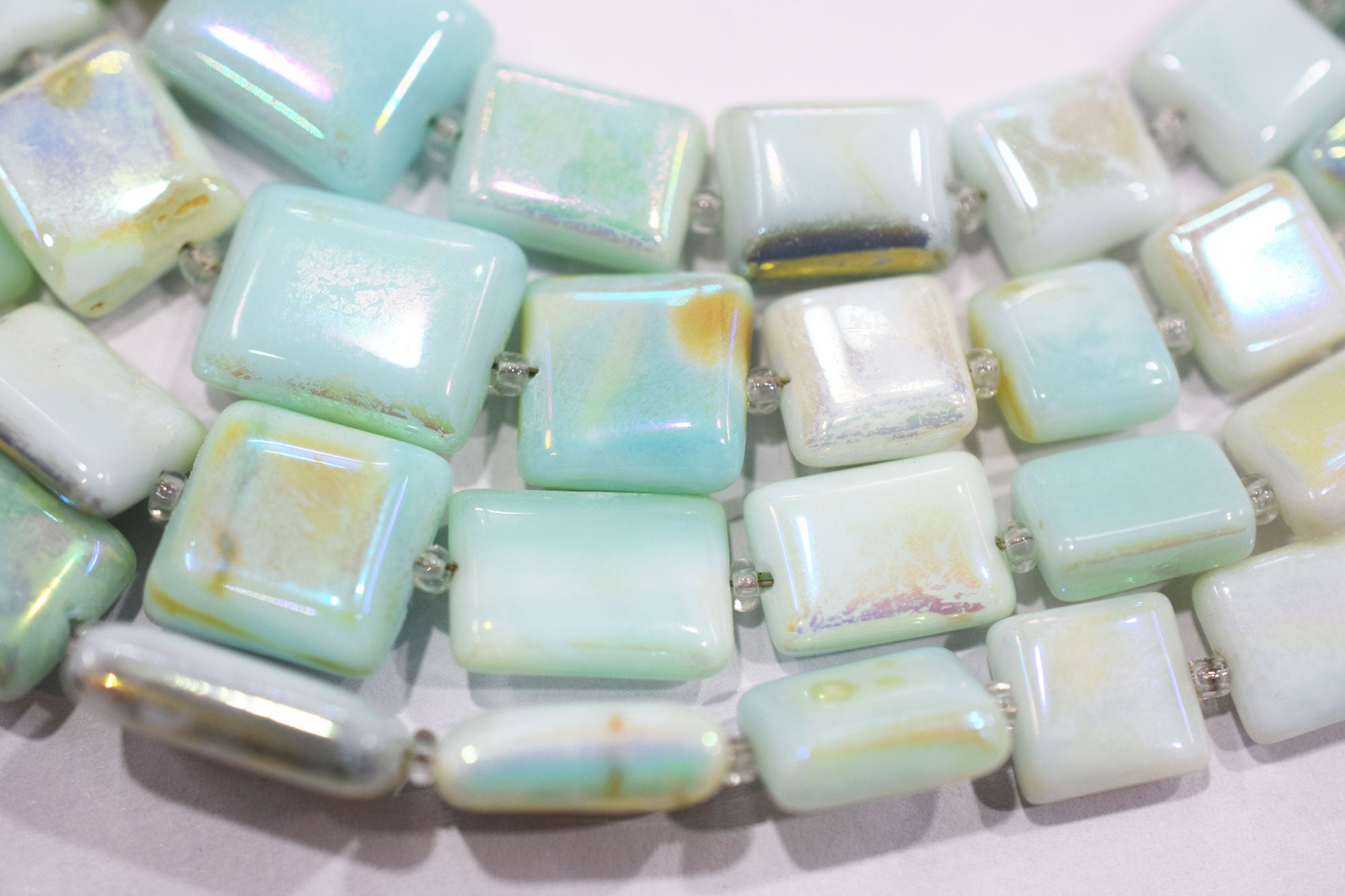 Mystic Metallic Coated Peruvian Blue Opal smooth Beads , Sold By Strand , 7x8 - 12x15 mm , 7" , 20378