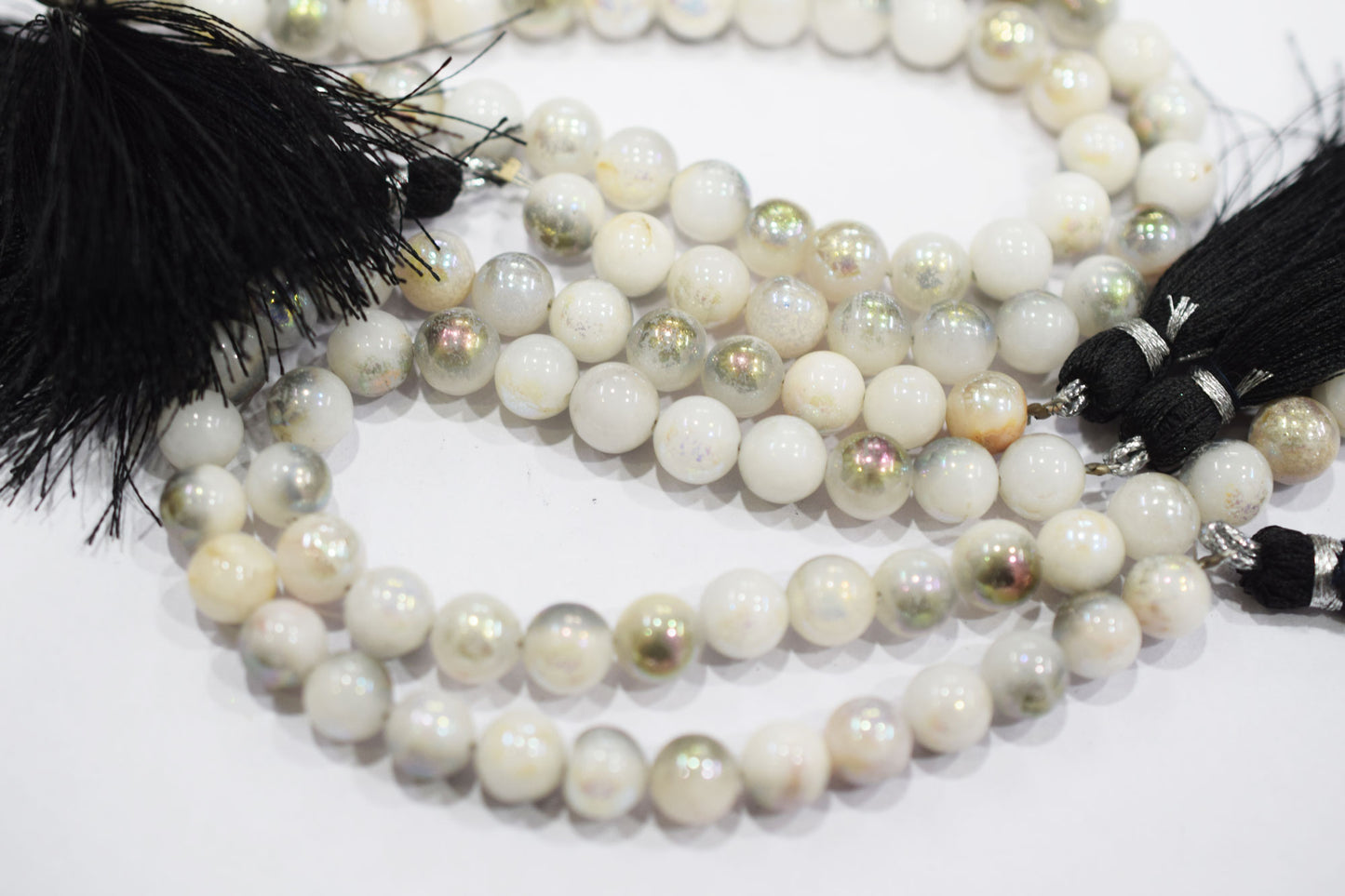 Mystic Metallic Coated White Agate smooth Beads , Sold By Strand , 7 - 7.50 mm , 7" , 20384