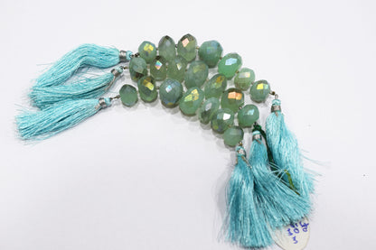 7 Pcs In The Strand , Metallic Coated Aqua Chalcedony Faceted Beads , 12 - 16 mm  , 20385