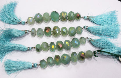 7 Pcs In The Strand , Metallic Coated Aqua Chalcedony Faceted Beads , 13 - 16 mm  , 20386