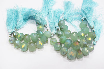 7 Pcs In The Strand , Metallic Coated Aqua Chalcedony Faceted Beads , 12 - 17 mm  , 20387