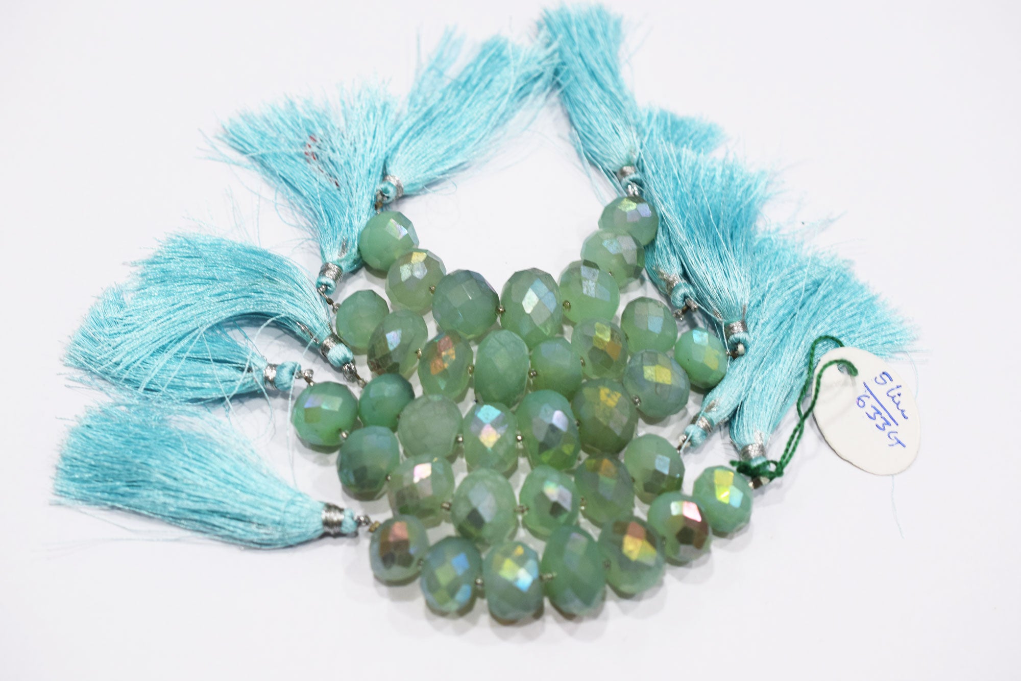 7 Pcs In The Strand , Metallic Coated Aqua Chalcedony Faceted Beads , 13 - 17 mm  , 20388