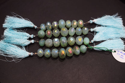 7 Pcs In The Strand , Metallic Coated Aqua Chalcedony Faceted Beads , 13 - 17 mm  , 20388