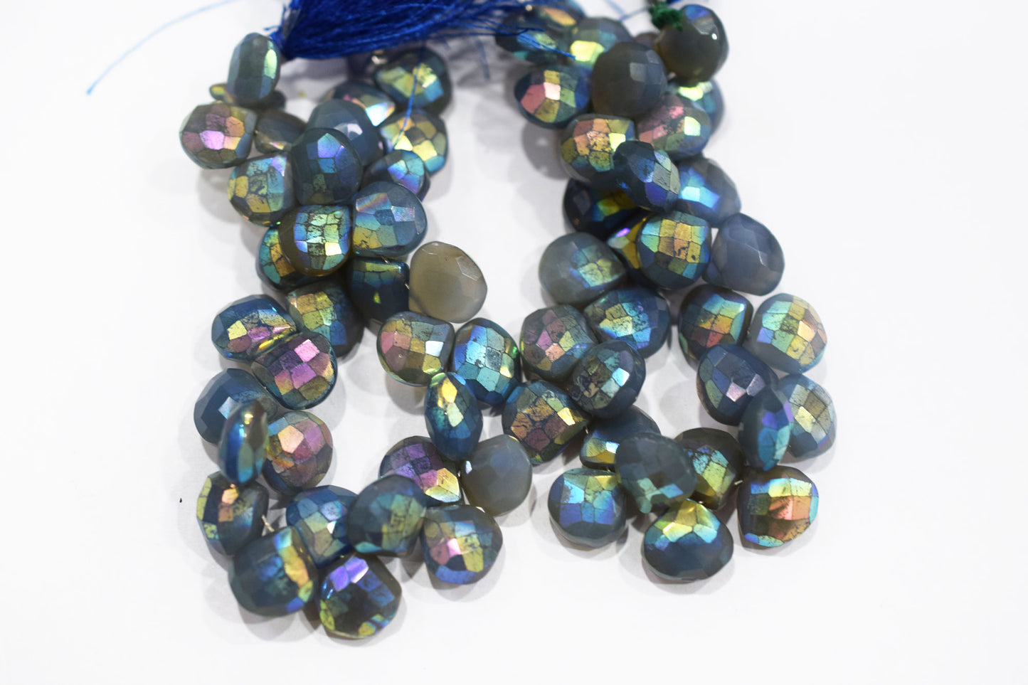 Metallic Coated Blue Chalcedony Heart Shape Beads , Sold By Strand , 11.50 - 12 mm , 7" , 20390