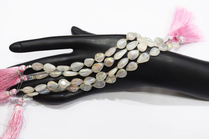 Rose Quartz Rustic Metallic Coated Pear Shape Beads , Sold By Strand , 8x10 - 8x14 mm , 7" , 20394