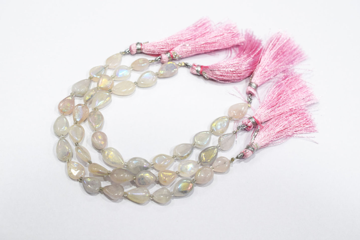 Rose Quartz Rustic Metallic Coated Pear Shape Beads , Sold By Strand , 8x10 - 8x14 mm , 7" , 20394