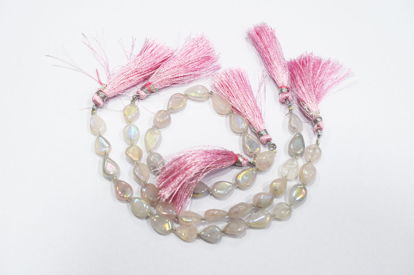 Rose Quartz Rustic Metallic Coated Pear Shape Beads , Sold By Strand , 8x10 - 8x14 mm , 7" , 20394